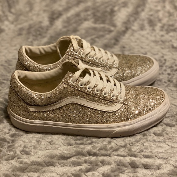 silver glitter vans